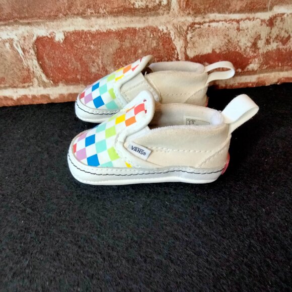 Vans Shoes Baby Size 1 Velcro Slip On Newborn Checkered - Picture 6 of 6